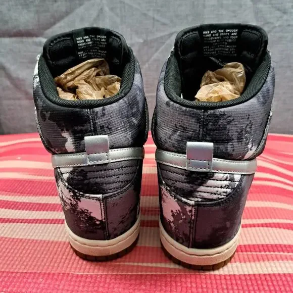 %Nike Dunk Sky High Print Black Sneakers Womens 543258-004 Size 10 / A 23 - Picture 4 of 13